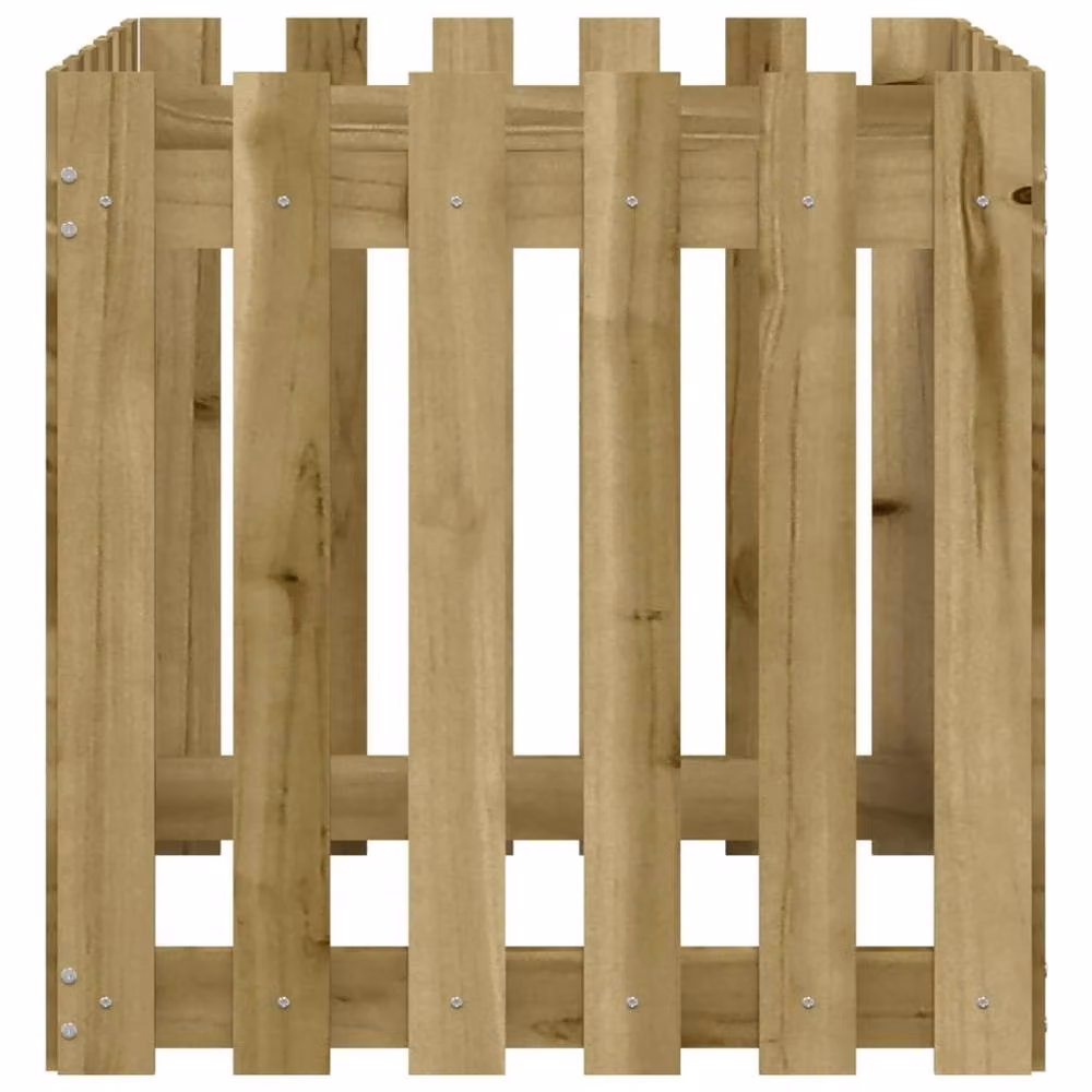 Berkfield Home Beautiful Garden Planter with Fence Design in Brown, W/D/H: 60 x 60 x 60 cm – 3