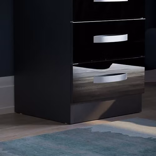 Vida Designs Black High Gloss 3 Drawer Chest of Drawers – 5