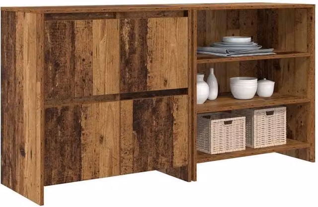 Berkfield Home 2-Piece Rustic Sideboard Set in Brown Old Wood, W/D/H: 70 x 41 x 75 cm