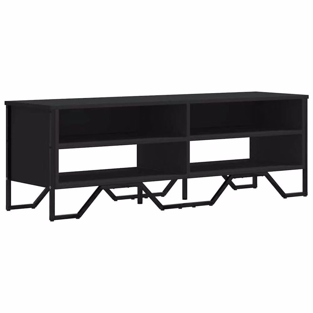 Berkfield Home TV Cabinet in Black Matt MDF and Metal, W/D/H: 122 x 34 x 41 cm – 3
