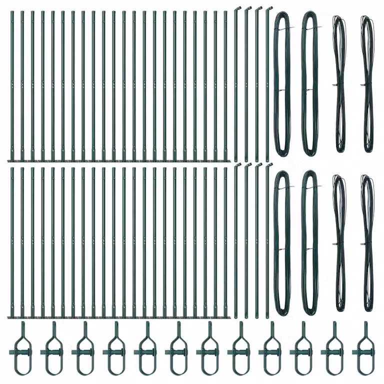 Berkfield Home Green Concrete Square Fence Posts, Set of 104, W/D/H: 3.2 x 3.2 x 88.5 cm