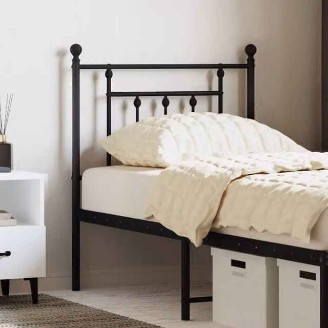 Berkfield Home Metal Headboard in Black, Width: 75 cm