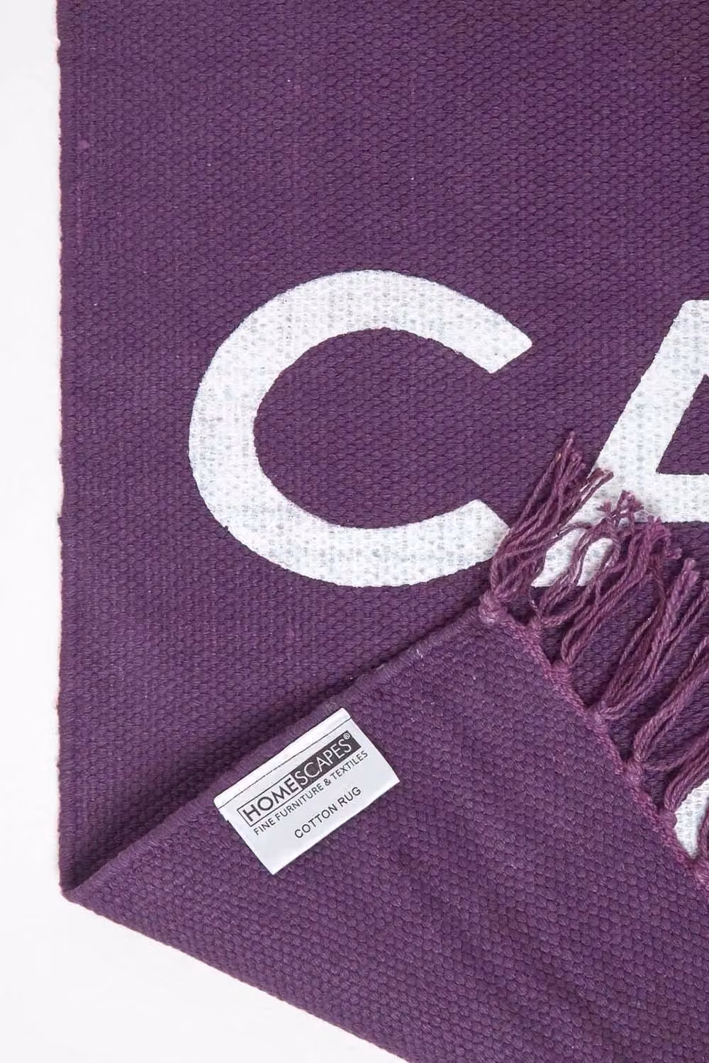 Homescapes Keep Calm & Carry On Handwoven 100% Cotton Rectangular Rug in Purple, W: 60 cm, D: 100 cm – 5