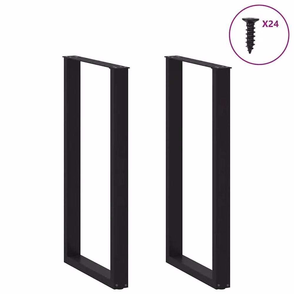 Berkfield Home U-Shaped Coffee Table Legs, 2 Pieces, Black Steel, W/D/H: 60 x 60 x 110-111 cm – 2