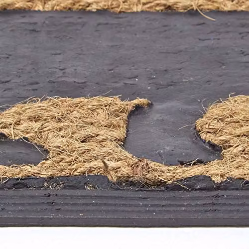 HOMESCAPES Black Cat Coir Doormat with Non-Slip Rubber Backing, W/D: 25 x 75 cm