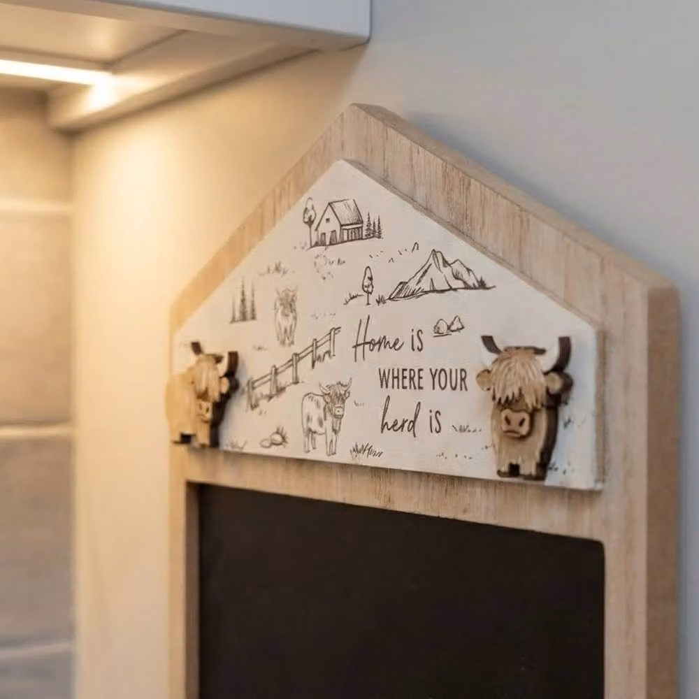 Lesser & Pavey Highland Cow Brown Wooden Tabletop Blackboard – 3