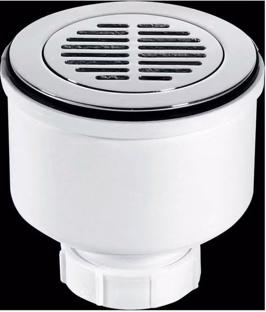 McAlpine Round White Plastic Shower Trap with 2 inch Universal Vertical Outlet ST90CPB-S-V – 1