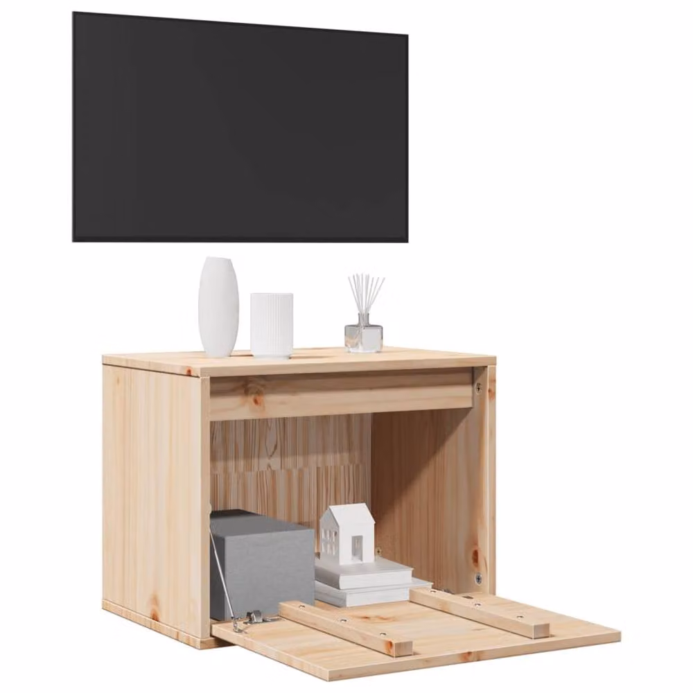 Berkfield Home Wall Mounted Solid Pinewood Cabinet in Beige, W: 45 cm, D: 30 cm, H: 35 cm – 2
