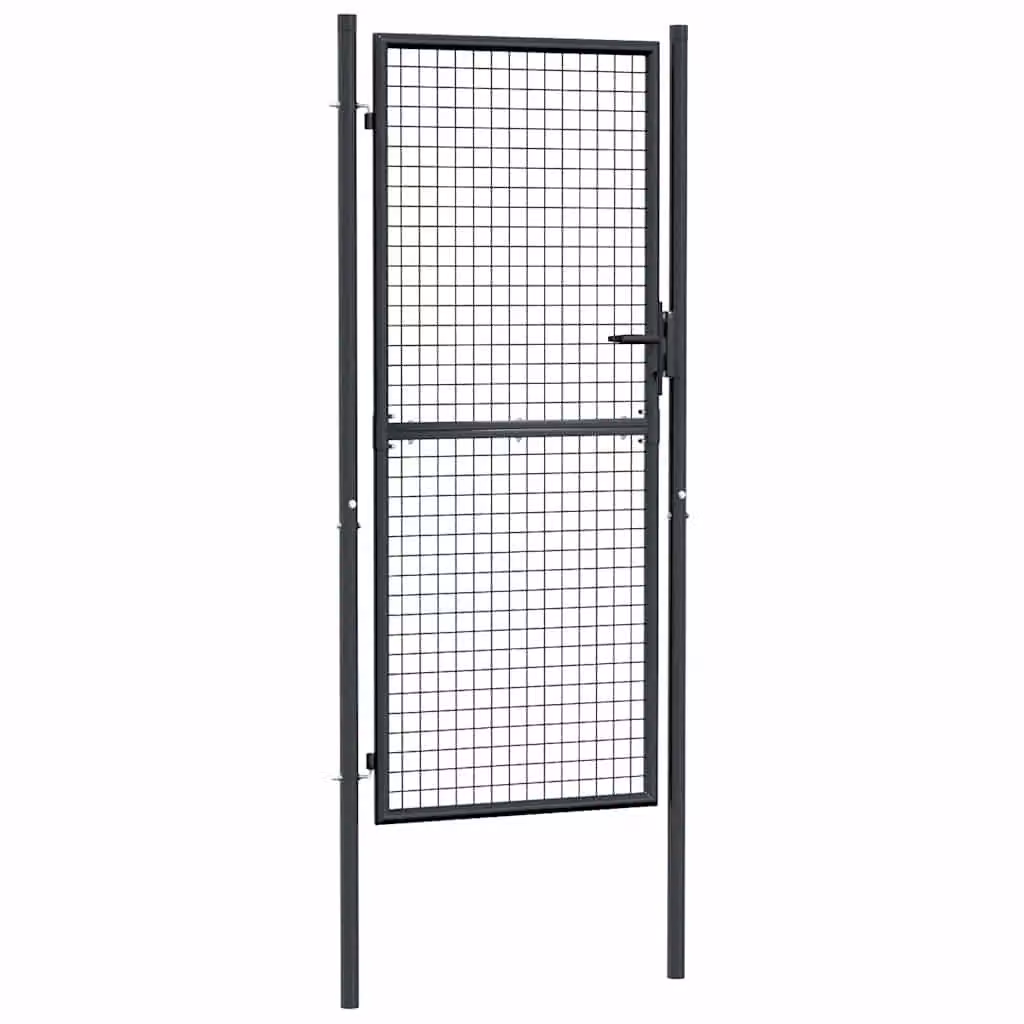 Berkfield Home Grey Galvanised Steel Mesh Single Swing Garden Gate, W: 100 cm, H: 250 cm – 2