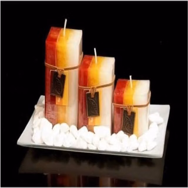 BARGAINS-GALORE Mandarine Cranberry Scented Aromatic Wax Candle and Stone Plate Gift Set in White and Multicolour
