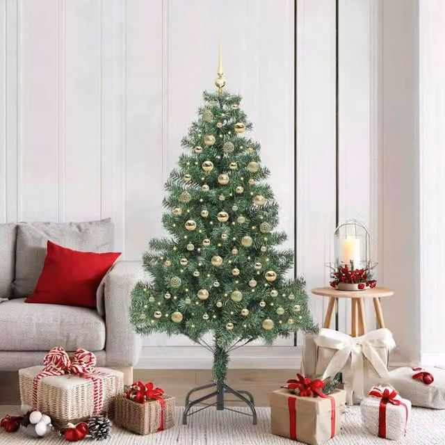 Berkfield Home Green PVC Christmas Tree with 300 LEDs and Stand, Height: 180 cm