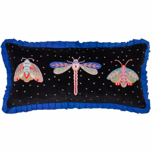 Wylder Tropics Darkling Beetles Embroidered Velvet Cushion in Black, W/H: 30 x 30 cm – 5