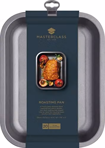 MasterClass Non-Stick Carbon Steel Sloped Roasting Dish, Grey, W: 33 cm, D: 25.5 cm – 2