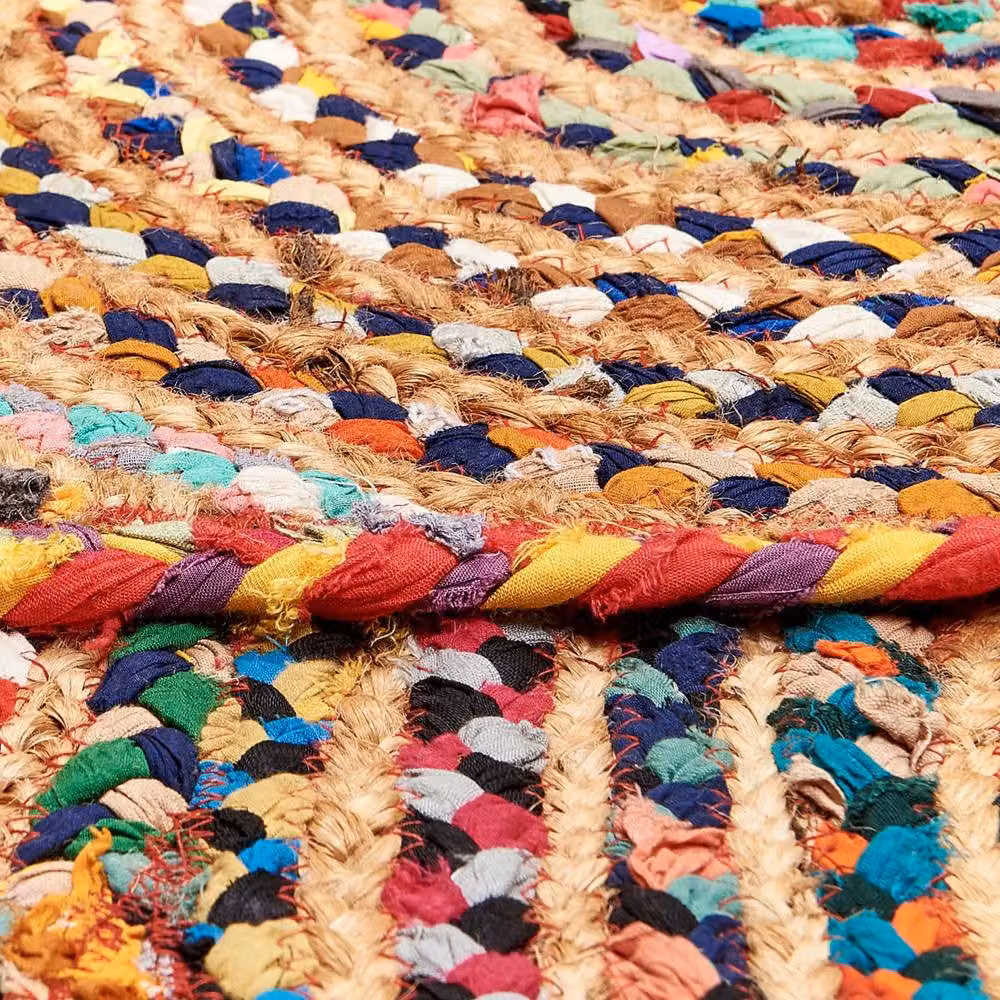 Wyld and Coco Multicolour Round Braided Cotton Bohemian Rug, Diameter: 140 cm – 2