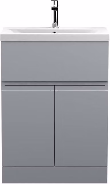 Balterley Mavesyn 2 Door 1 Drawer Vanity Basin Unit in Matt Satin Grey, Width: 60 cm