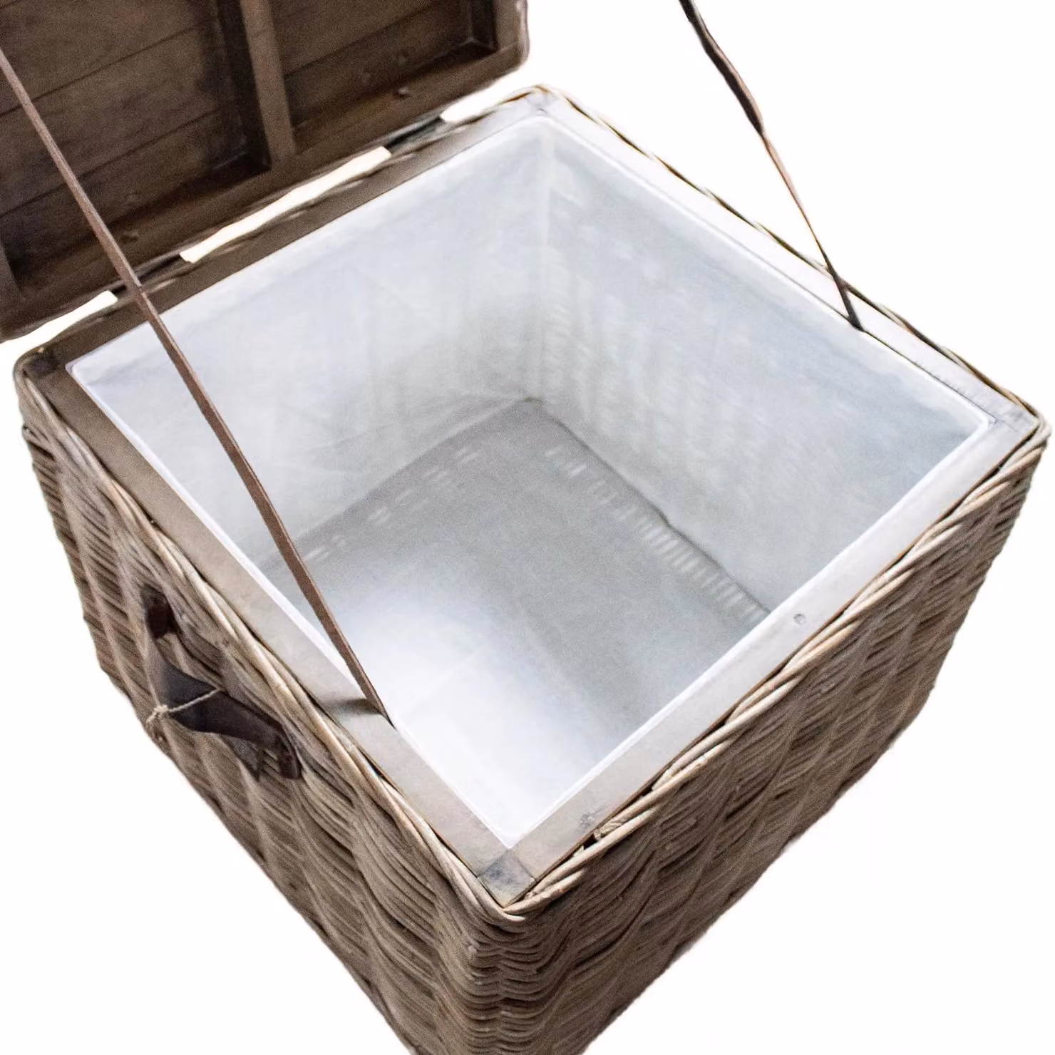FWStyle Kubu Rattan Lift Up Pine Storage Side Table in Greywash and Brown – 4