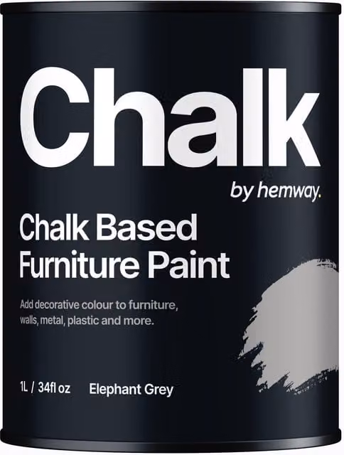 Hemway Chalk Based Furniture Paint in Flat Matt Elephant Grey, 1L