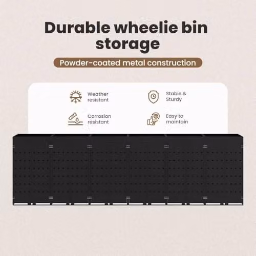 vidaXL Wheelie Bin Storage for 6 Bins, Black, W/D/H: 408 x 77.5 x 121.5 cm – 3