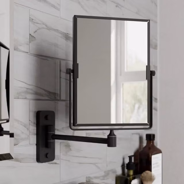 Bathwell Wall Mounted 3x Magnifying Bathroom Mirror in Matt Black
