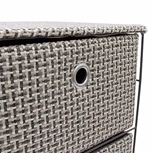 JVL Silva 4 Drawer Wide Fabric Storage Tower, Grey – 4
