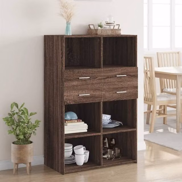 Berkfield Home Modern Highboard in Brown Oak, W/D/H: 80 x 42.5 x 124 cm – 1