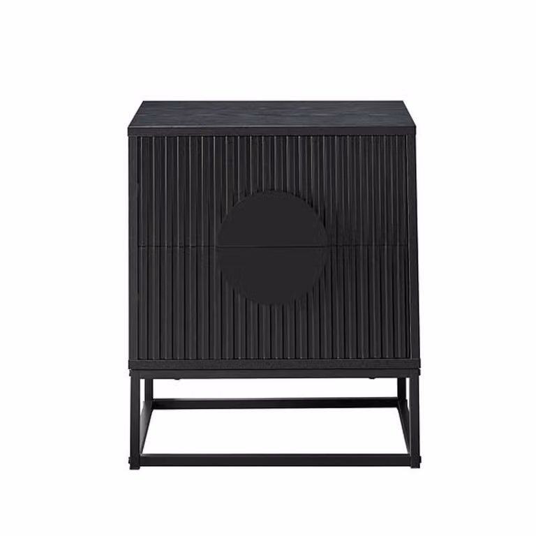 Moderna MMT Fluted 2-Door Storage Cabinet in Black with Adjustable Shelf and Steel Legs