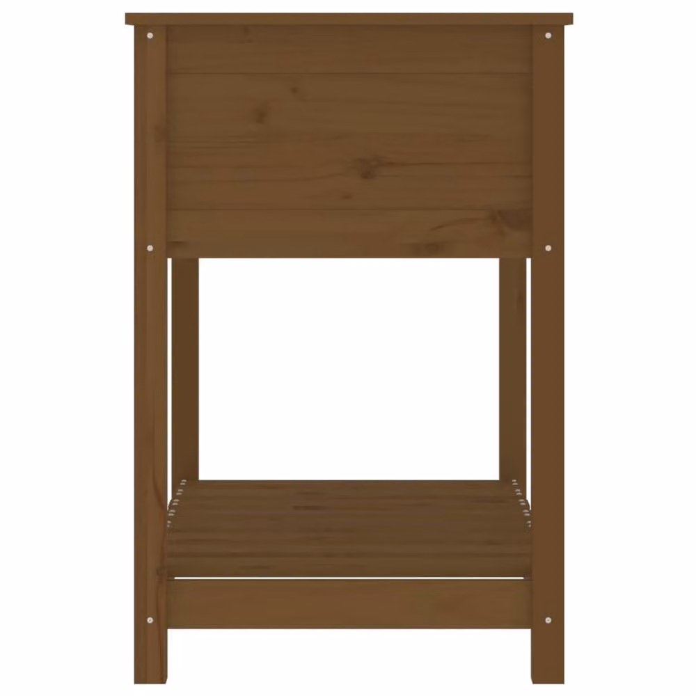 Berkfield Home Rustic Solid Wood Pine Planter with Shelf, Honey Brown, W: 82.5 cm, D: 54 cm, H: 81 cm – 4