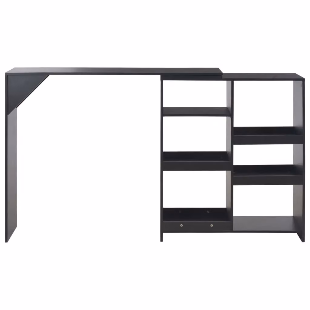 Berkfield Home Bar Table with Moveable Shelf in Black, W: 138 cm, D: 39 cm, H: 110 cm – 3