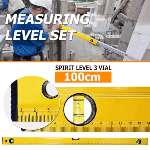 ATEK 3-Piece Magnetic Spirit Level Set in Yellow, Aluminum Alloy with Shockproof Design – 8