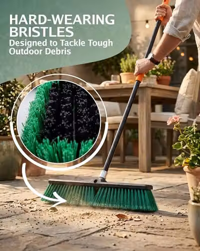 Pelle & Sol Heavy Duty Outdoor Garden Broom in Green, W: 45 cm, H: 140 cm – 2