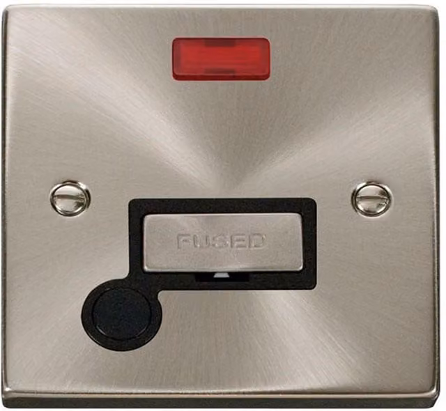 SE Home 13A Fused Ingot Connection Unit with Neon and Flex in Metallic Silver and Brushed Chrome