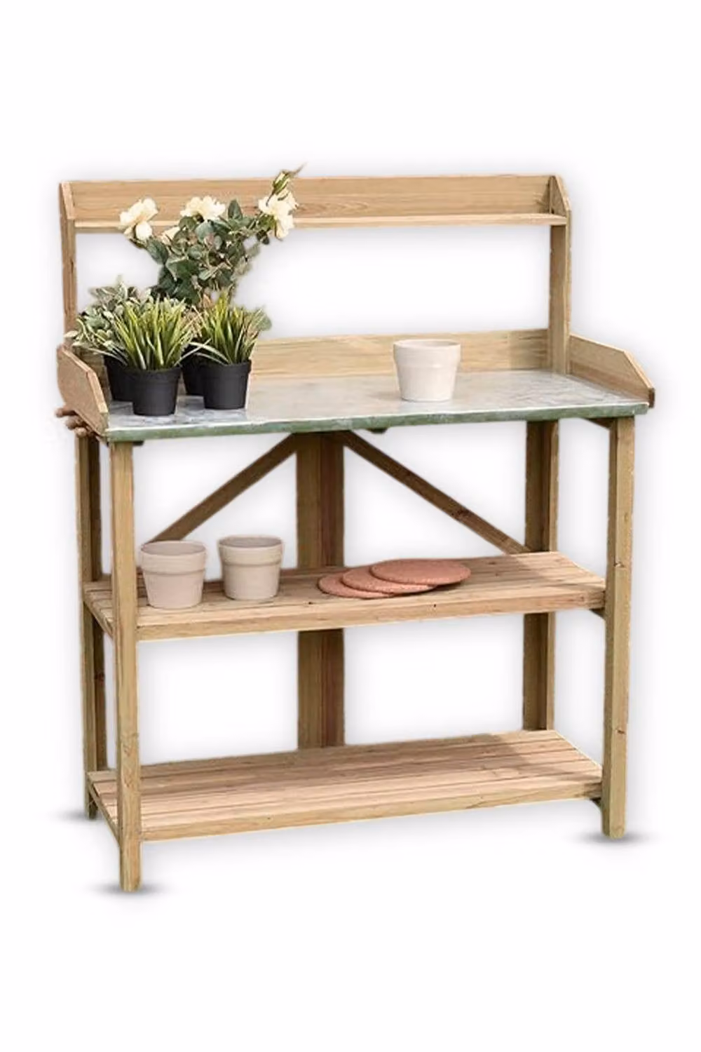 Hygrad Built to Survive 3 Tier Wooden Garden Potting Bench in Brown, W: 100 cm – 7