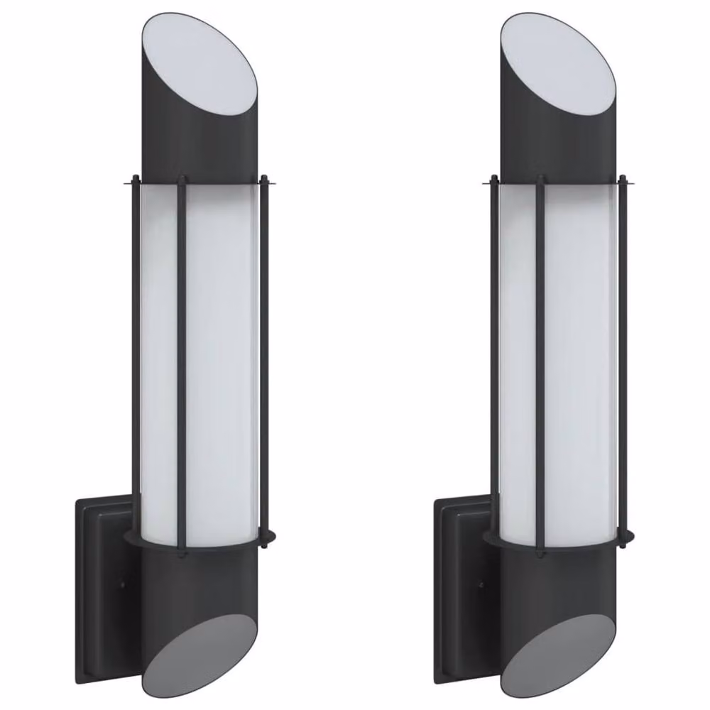 Berkfield Home Set of 2 Black Stainless Steel Outdoor Wall Lights – 2