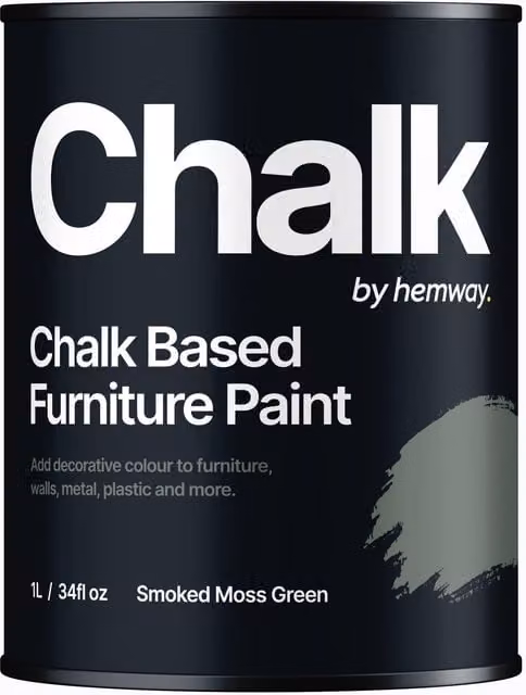 Hemway Chalk Based Furniture Paint in Flat Matt Smoked Moss Green, 1L