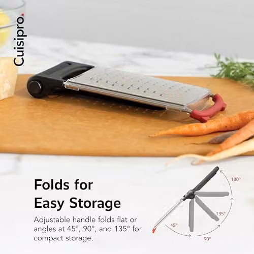 Cuisipro Silver Stainless Steel Folding Box Grater with Non-Slip Base – 3