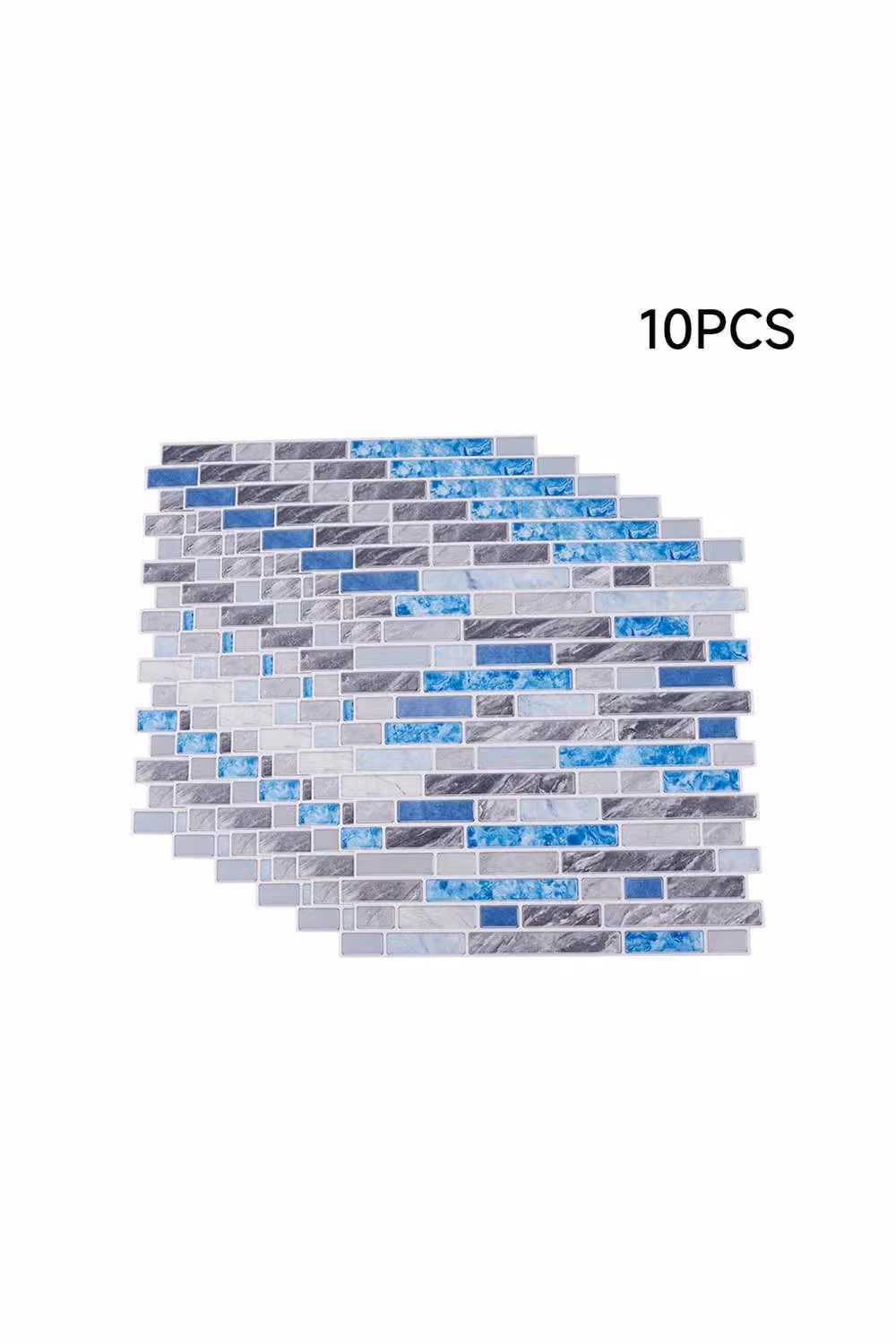 Living and Home 10-Piece Self-Adhesive Marble Effect Mosaic Splashback Wall Sticker Tiles in Blue – 2