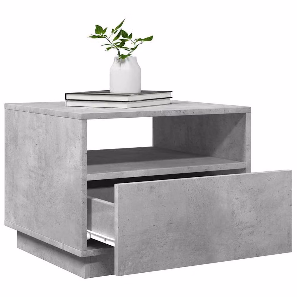 Berkfield Home Modern Coffee Table with LED Lights in Concrete Grey, W/D/H: 50 x 49 x 40 cm – 4