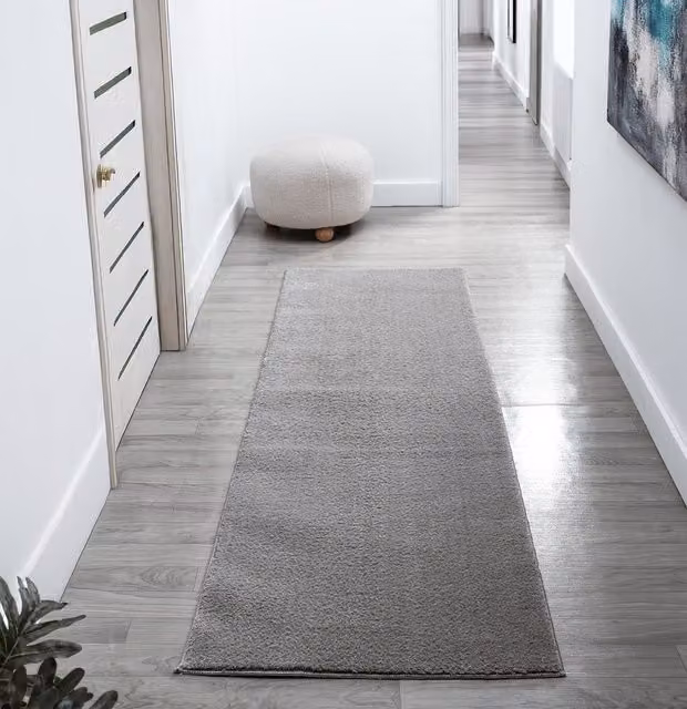 Desire Rugs Plain Modern Rectangular Area Rug in Grey, W: 60 cm, L: 200 cm