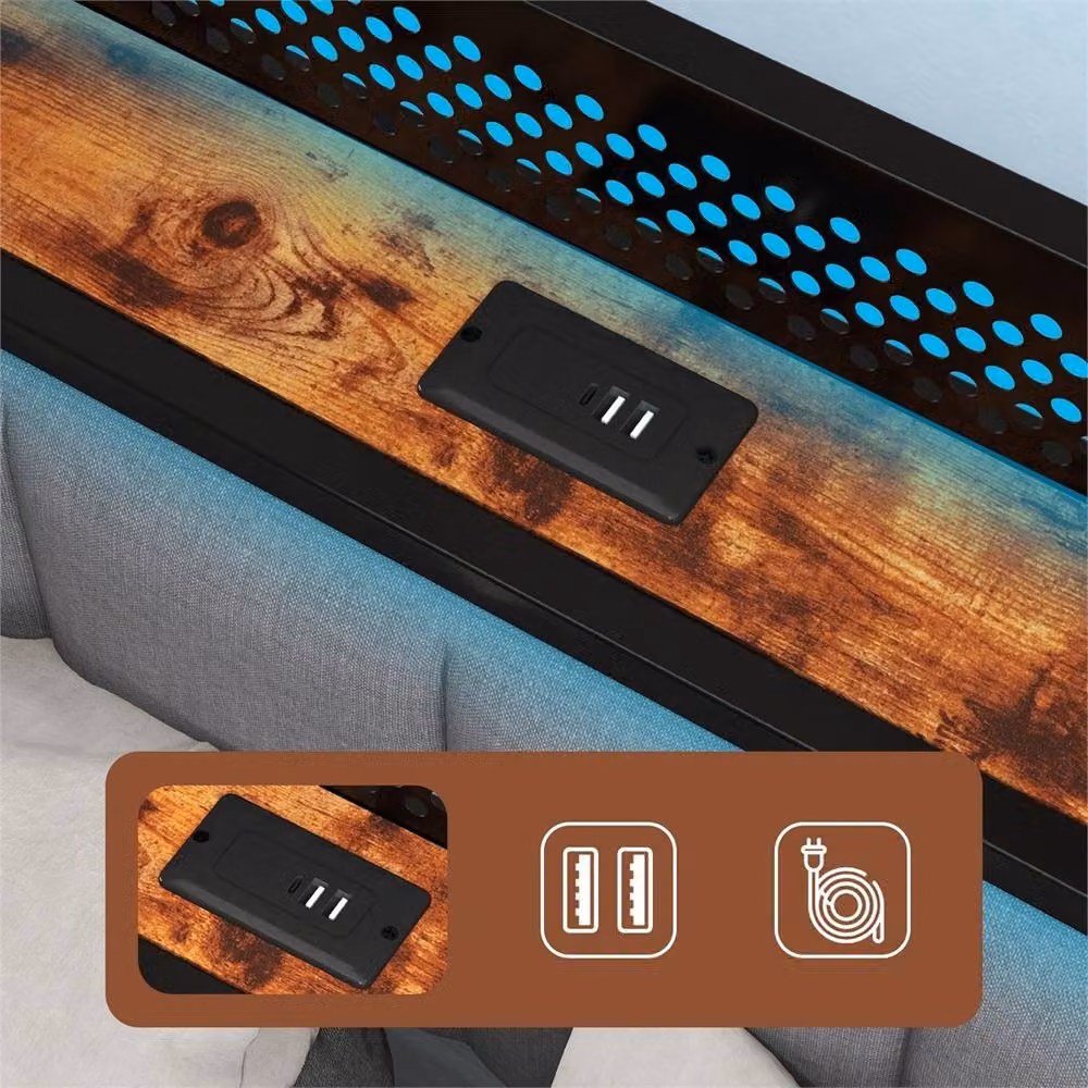 Nordara 3FT Single Upholstered Ottoman Bed Frame with Storage, LED Underbed Lighting and USB Charging Port, Black, W/D/H: 90 x 190 cm – 2