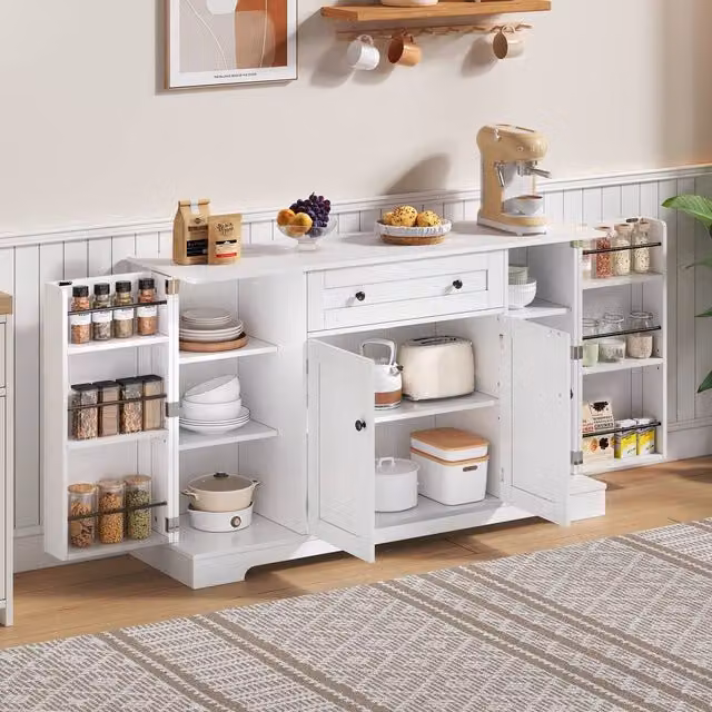 Matteo Modern White Matt Multifunctional Sideboard with Soft Close Drawers and Adjustable Shelves