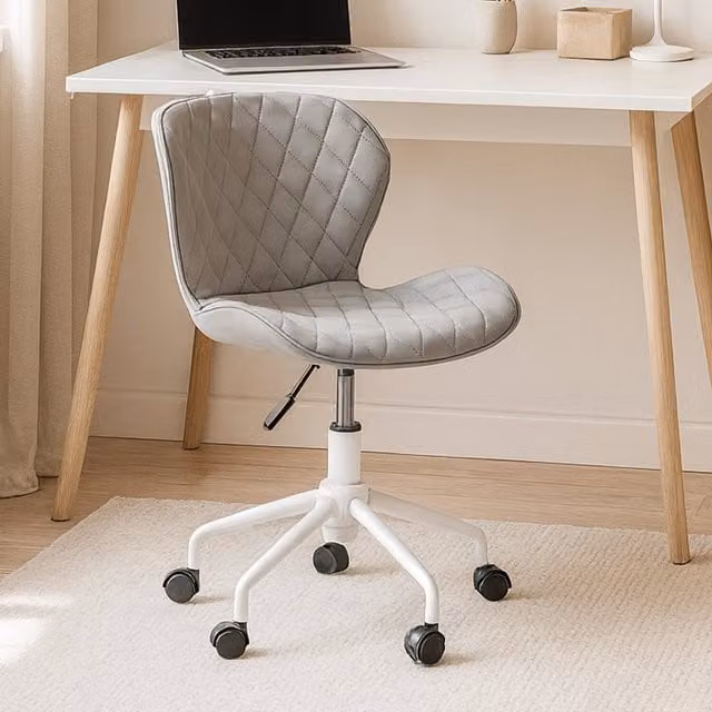 Orsina Ergonomic Grey and White Synthetic Leather Home Office Chair with 360 Degree Swivel and Castors, W/D/H: 57 x 48 x 81 cm