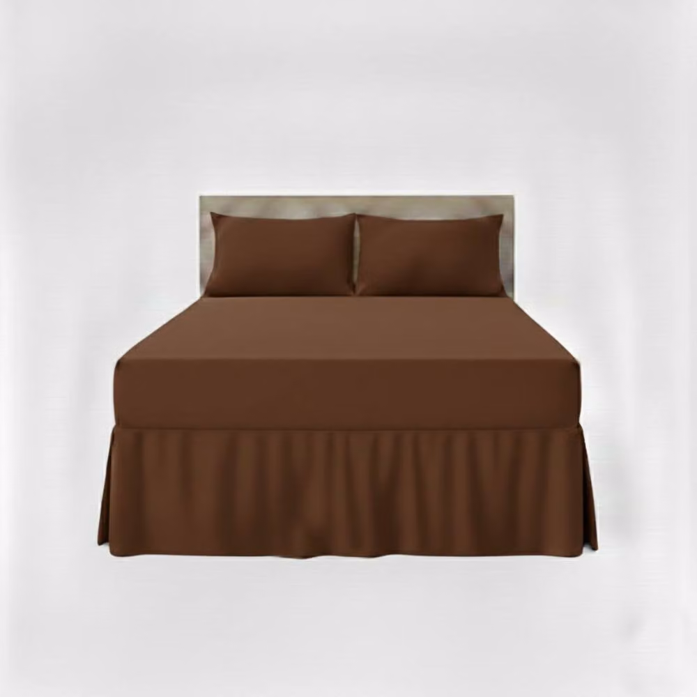 Snug City Brown Polycotton Fitted Valance Bed Sheet with Frill, King Size, W: 180 cm x D: 200 cm – 2