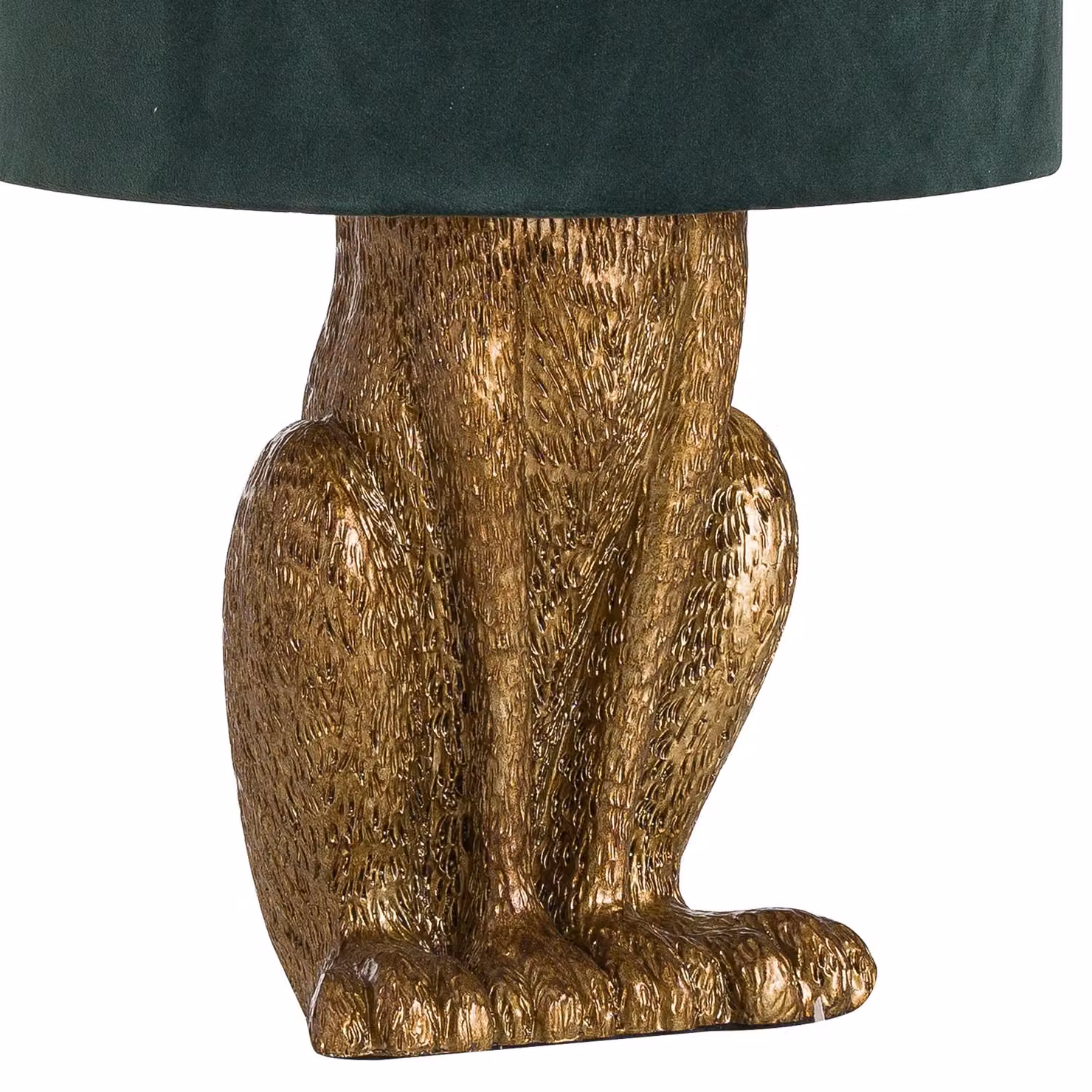 Love Lace Antique Gold Hare Table Lamp with Green Velvet Shade – 2