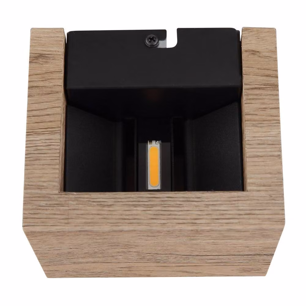 Netlighting Alina Up & Down Wall Lamp in Brown Wood Look with Warm White LED – 2