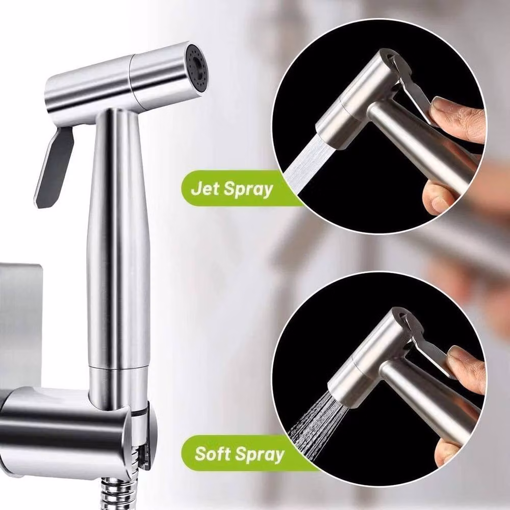Kelvenix Handheld Bidet Sprayer for Toilet in Silver Stainless Steel, Wall Mounted – 3