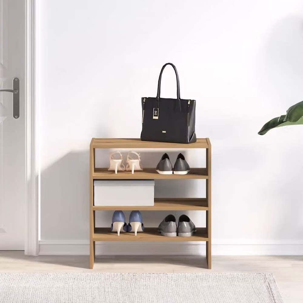 Berkfield Home Stackable Artisan Oak Shoe Racks, 2 Piece Set, Brown, W/D/H: 60 x 30 x 30.5 cm – 3