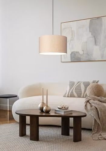 Eglo Feniglia Modern Pendant Ceiling Light in Black and Beige with Fabric and Metal Finish – 2