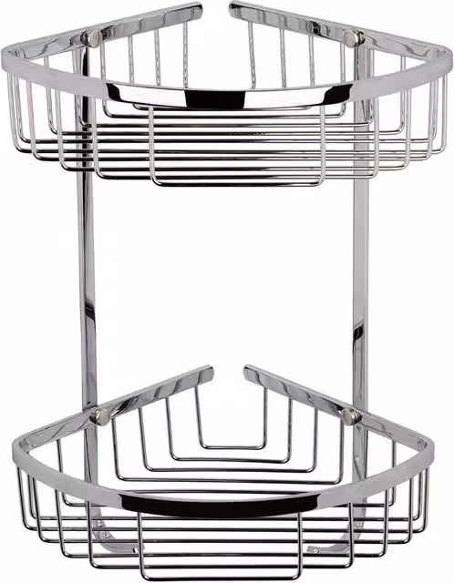 FLAVORA Large Heavy Duty Two-Tier Corner Wall Mounted Metal Shelf in Silver