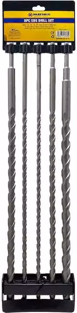 BARGAINS-GALORE 5-Piece Carbide Tipped SDS Masonry Drill Bit Set in Metallic Silver – 1