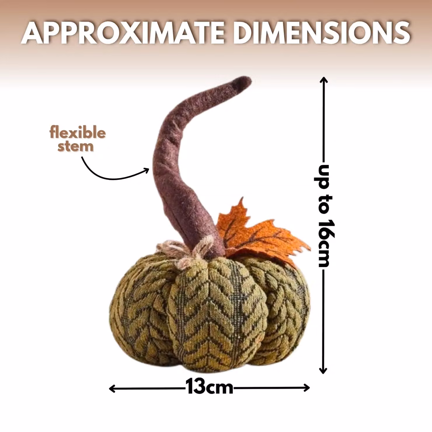 Marco Paul Green Plush Pumpkin Textile Autumn and Halloween Decoration, Diameter: 13 cm – 2